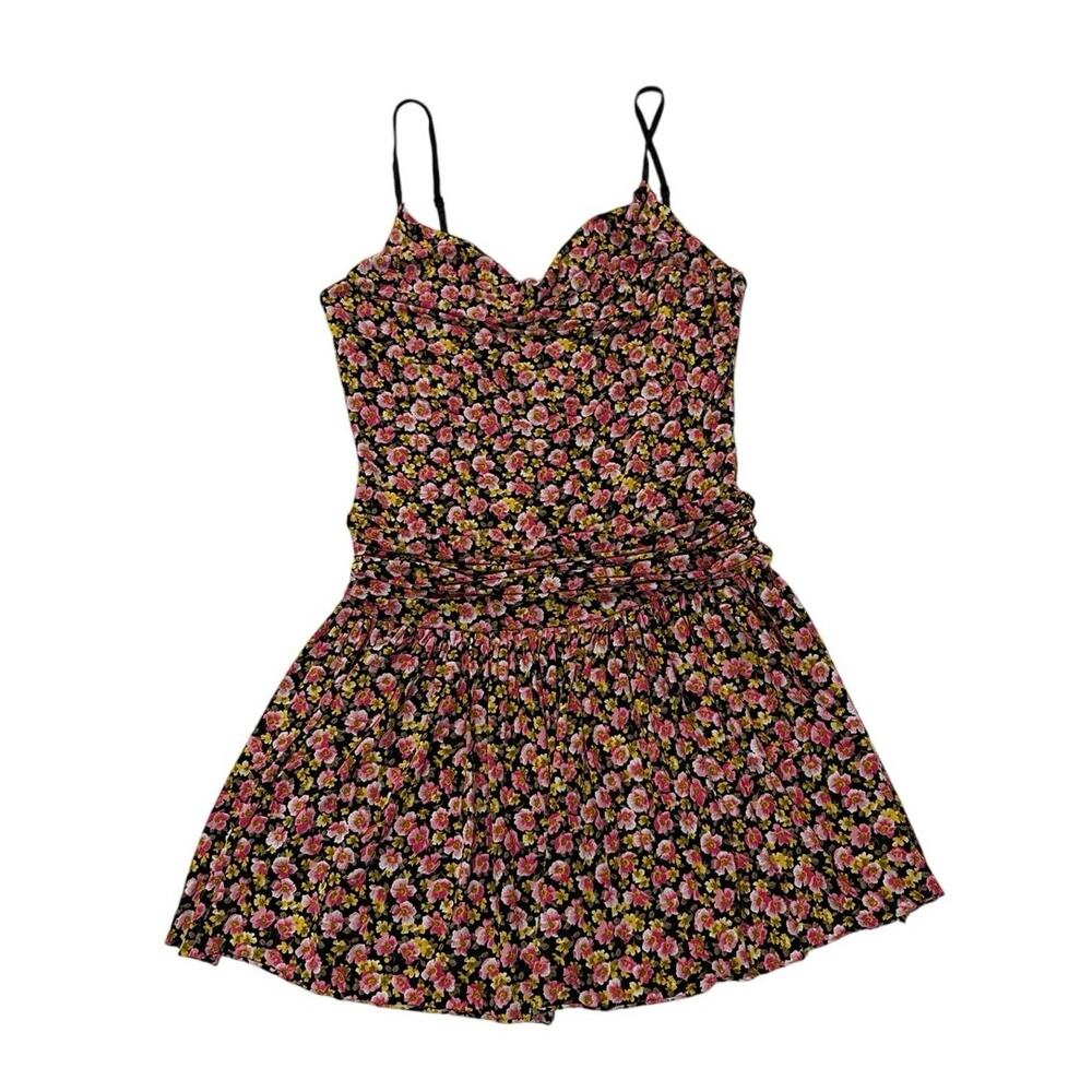 Alexia Admor Vintage Large 90s Sheer Floral Girly Mini Dress Coquette Romantic